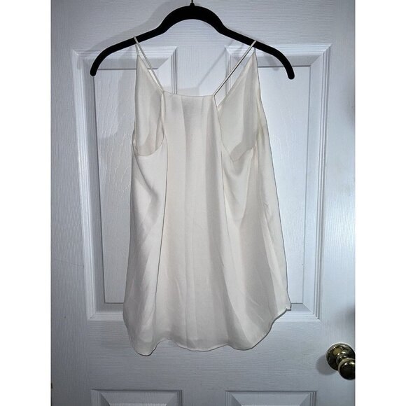 LOFT Off White Sleeveless V-Neck Spaghetti Strap Button Detail Flowy Top Sz XS - Picture 5 of 7